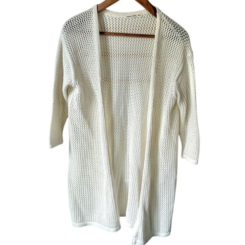 $110 SOLD OUT MARINE LAYER Remy Long Open Front Knit Cardigan Cream SZ XS/SM EUC